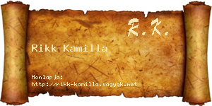 Rikk Kamilla névjegykártya